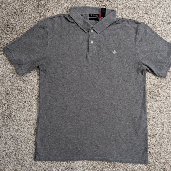 Dockers Men's Rib Collar Polo Slim Fit - Grey Heather - Size M - Picture 3 of 4